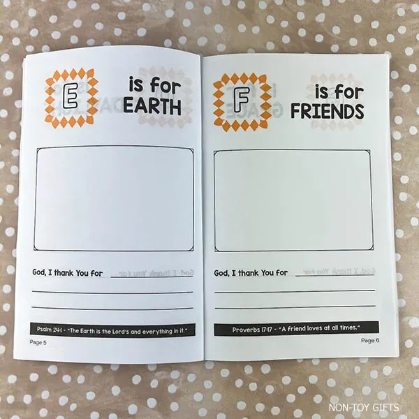 The Thanksgiving A to Z blessings printable for kids to make at Sunday School.
