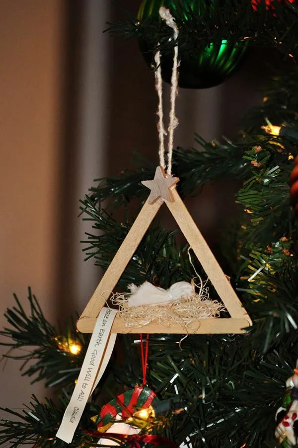 Craft stick nativity ornament
