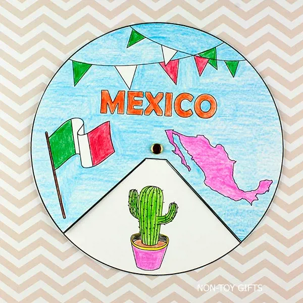 Printable Mexico learning spinner for teaching kids about countries, symbols, and culture through creative and interactive learning.