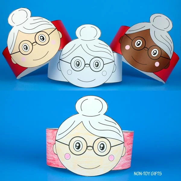 Mrs Claus paper hat craft printable for kids preschool