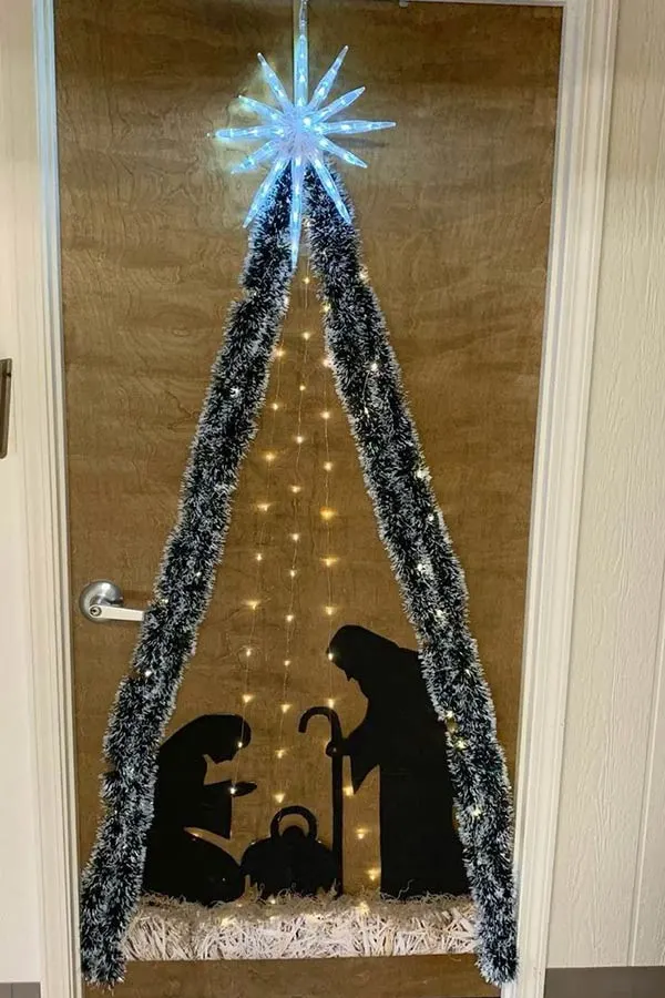beautiful nativity scene classroom door deco idea