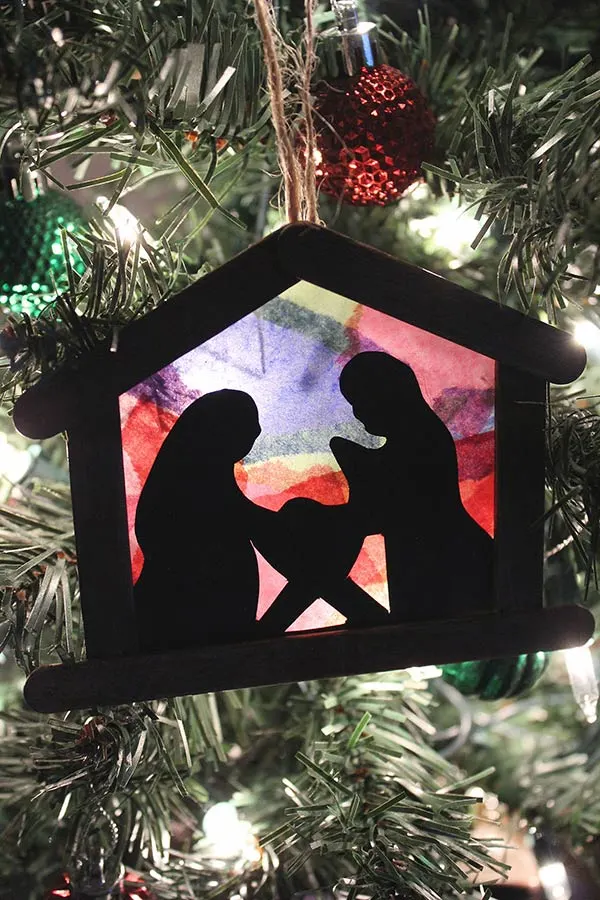 Stained glass nativity ornament