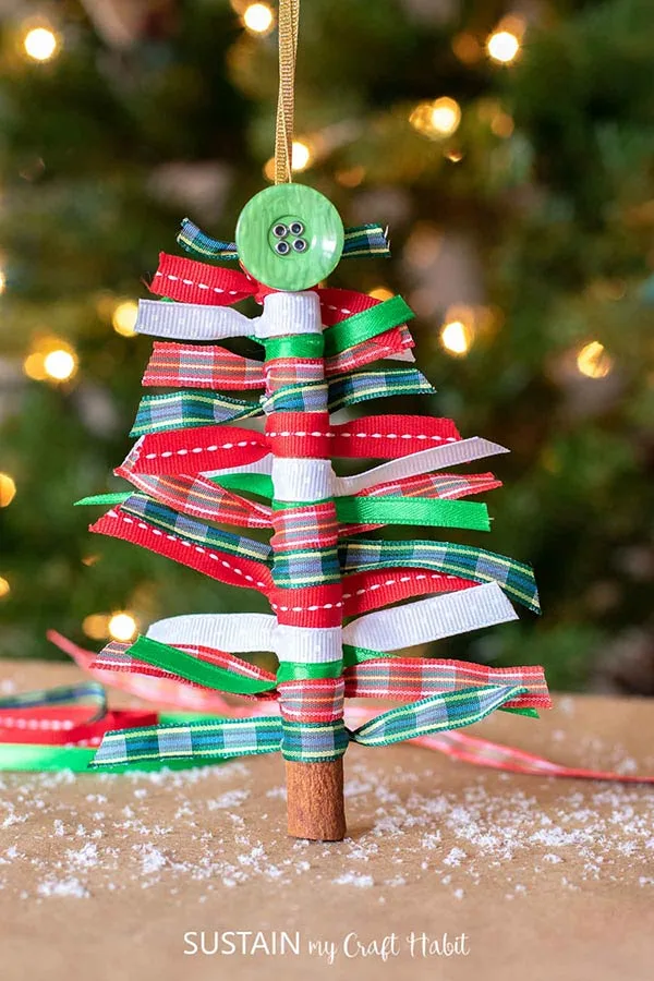 Cinnamon stick Christmas tree ornament