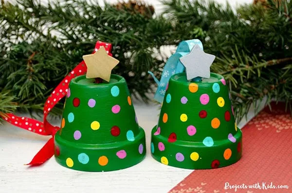Clay pot Christmas tree ornaments