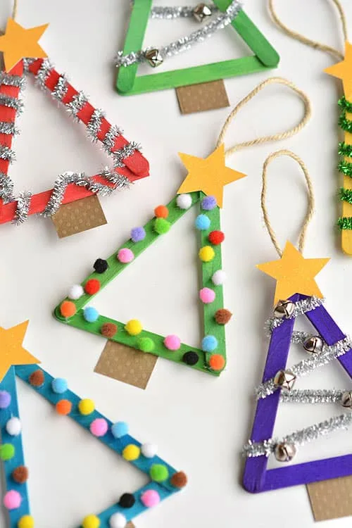 Craft stick Christmas tree ornaments