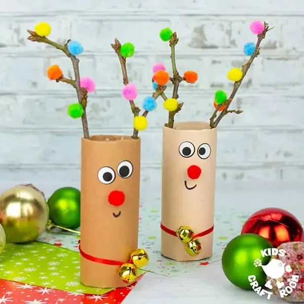 Paper roll reindeer craft