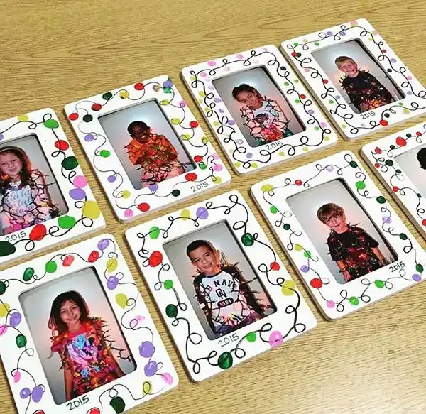 Christmas lights photo frame