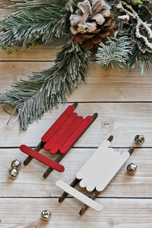Craft stick sled ornaments