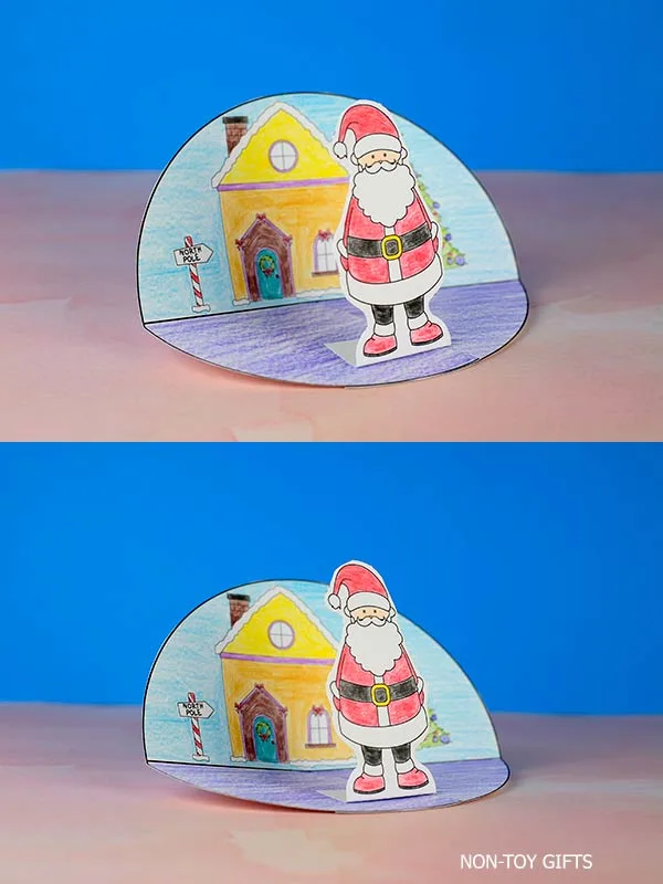 Printable Christmas scene craft for children to color and build