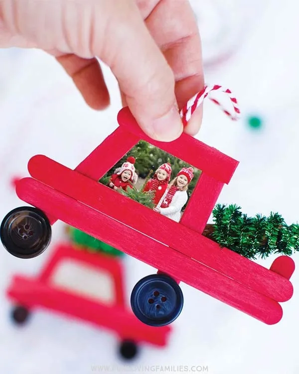 Craft stick truck ornament