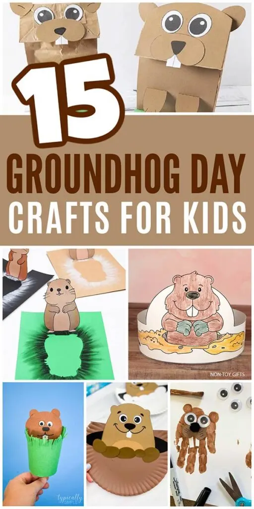 Easy Groundhog Day craft ideas for preschool and elementary students using paper, paint, and recycled materials