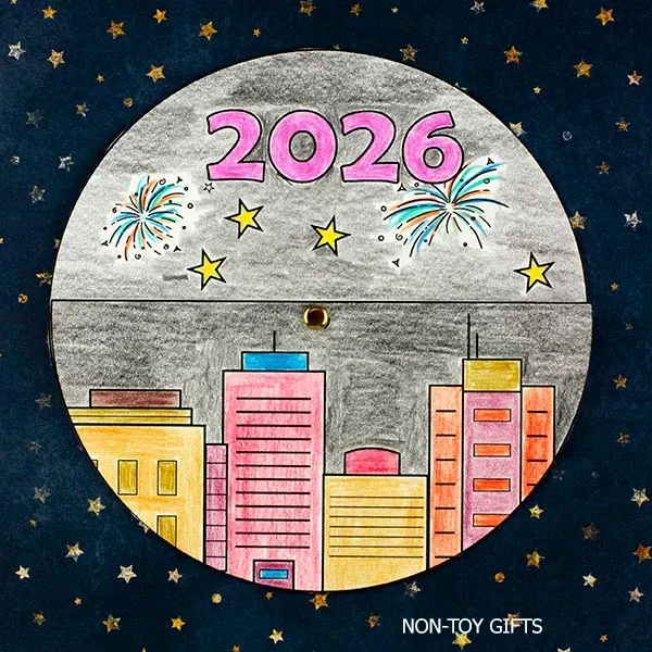 2026 New Year spinner craft printable for classroom