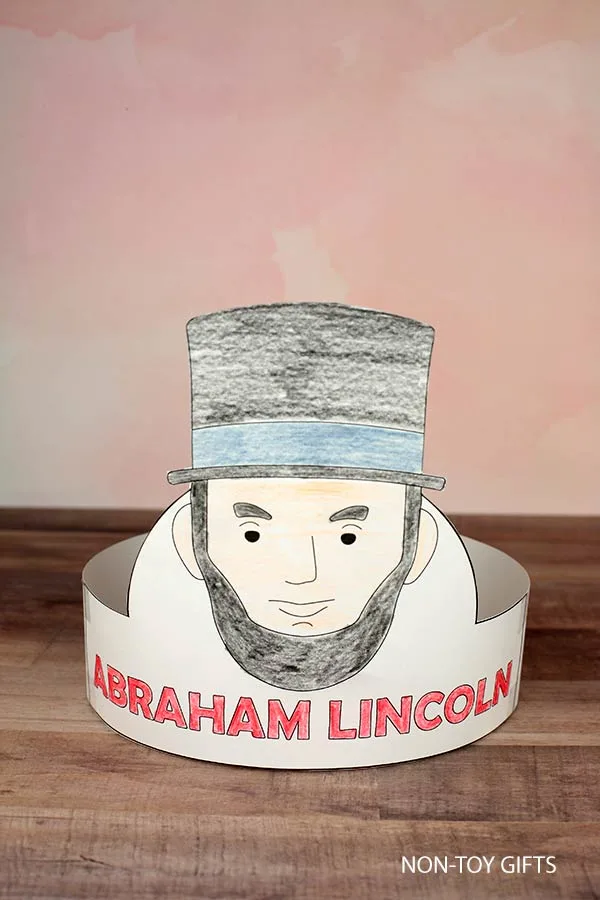 Easy Abraham Lincoln paper hat printable craft for kids