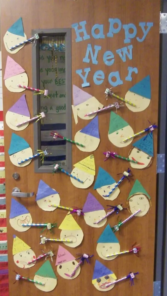 Happy New Year classroom door decor
