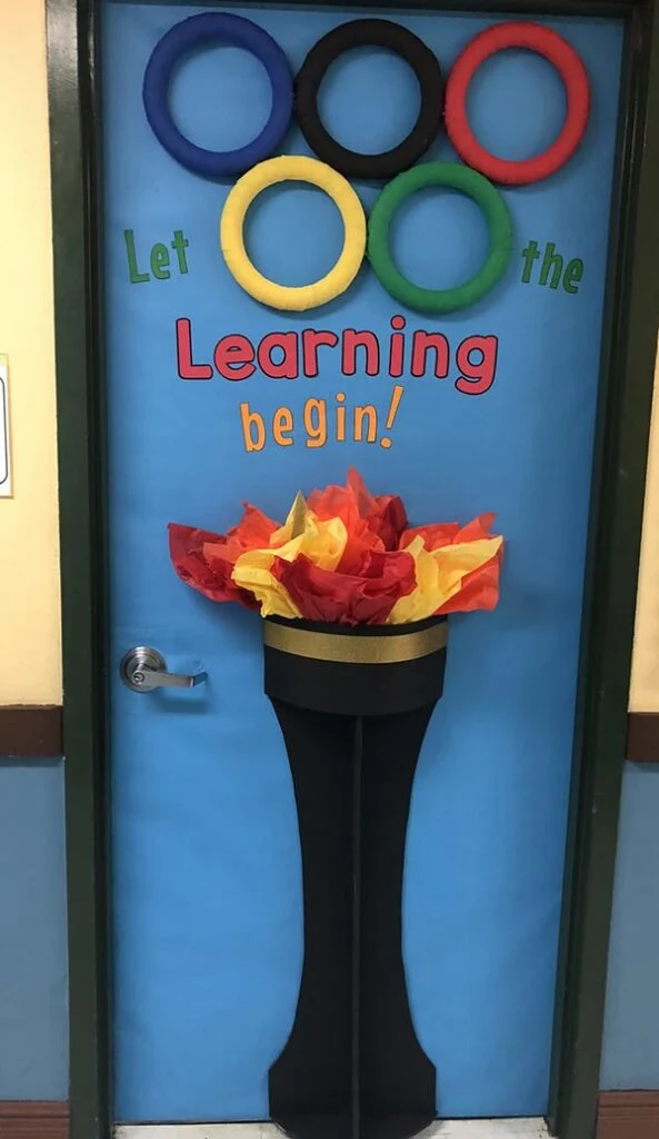 let the learning begin - Olympic inspired classroom door