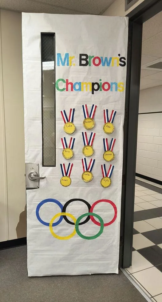 Olympic champions classroom door decor idea
