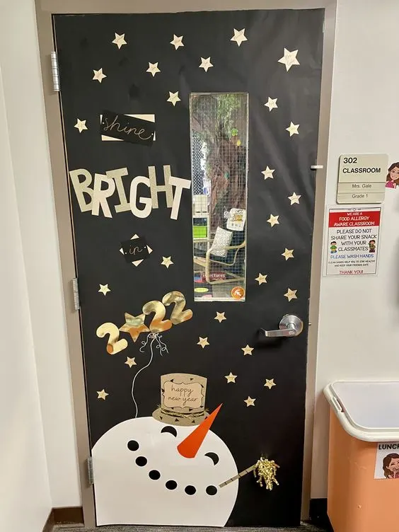 shine bright in 2026 New Year classroom door decor idea