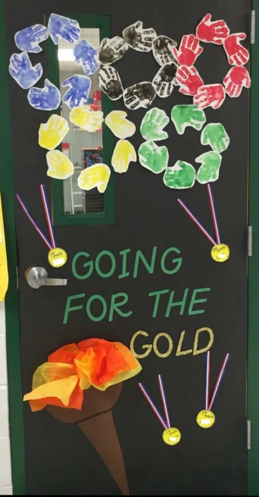 going for the gold classroom door deco idea