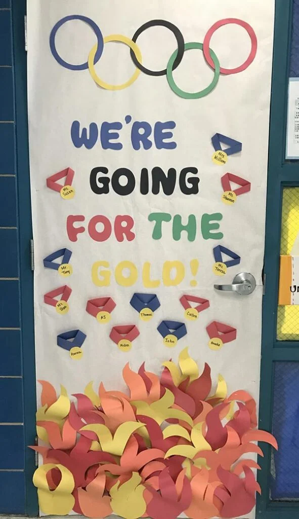 We're going for the gold winter Olympics classroom door