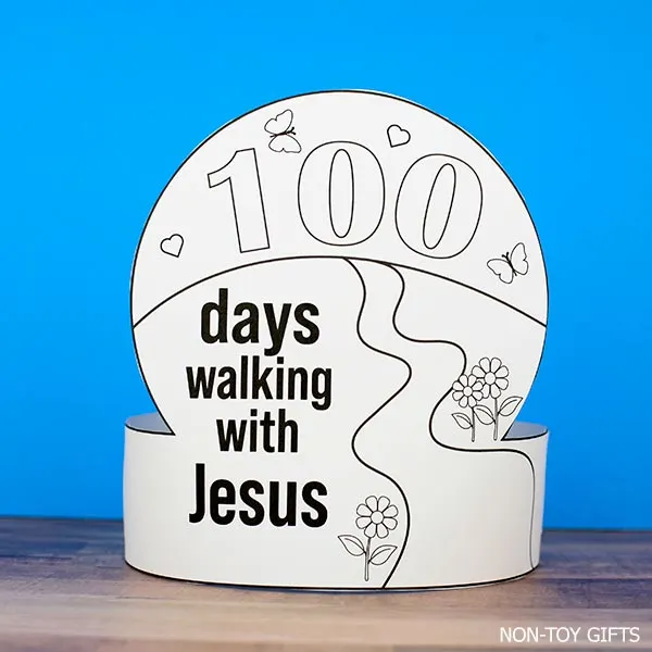 100 days walking with Jesus headband printable preschool