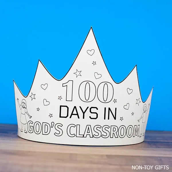 100 Days in God's classroom - paper hat printable craft to celebrate the 100th day of school