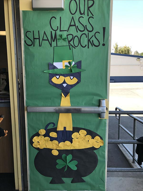 Pete The Cat Themed St Patricks Day Classroom Door