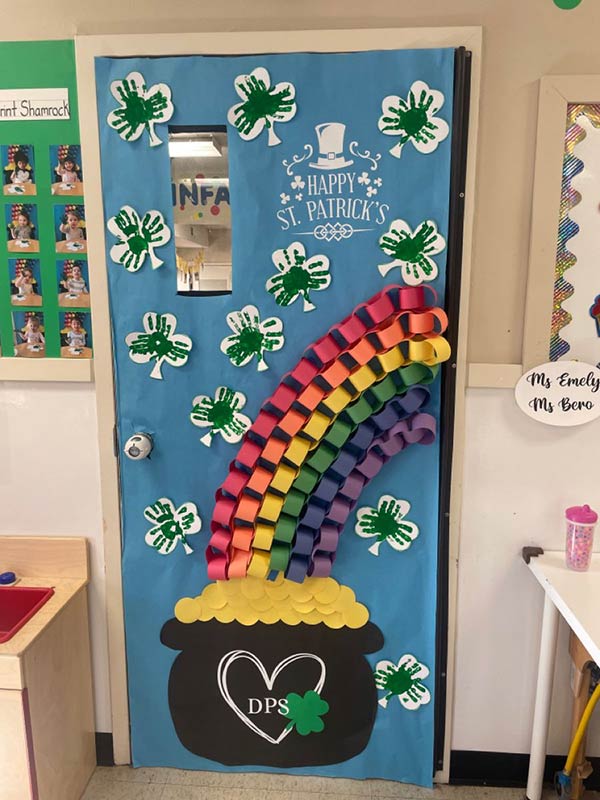 Handprint Shamrock Classroom Door Decor
