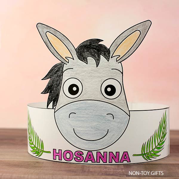 Palm Sunday donkey paper hat craft printable preschool