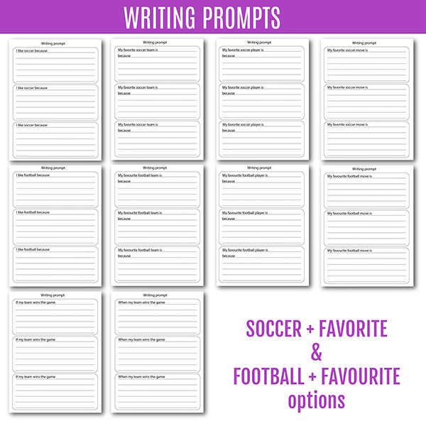 Soccer writing activity for 3rd grade and up