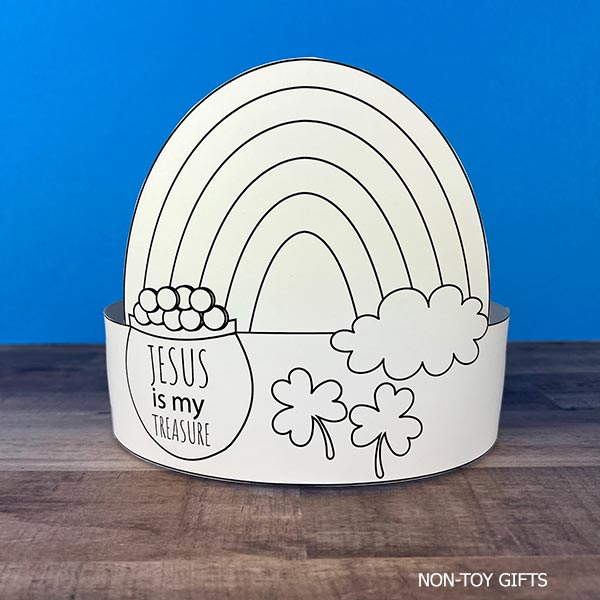 St Patrick’s Day Christian classroom activity printable paper hats with Jesus is my Treasure message