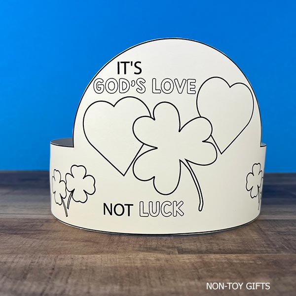 Sunday School St Patrick’s Day Christian craft for kids easy print and color Bible paper hats