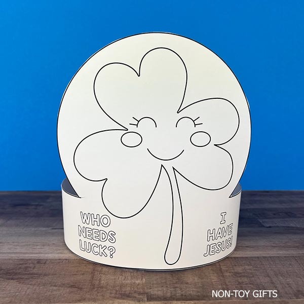 St Patrick’s Day religious craft printable for kids featuring faith-based sayings about Jesus instead of luck