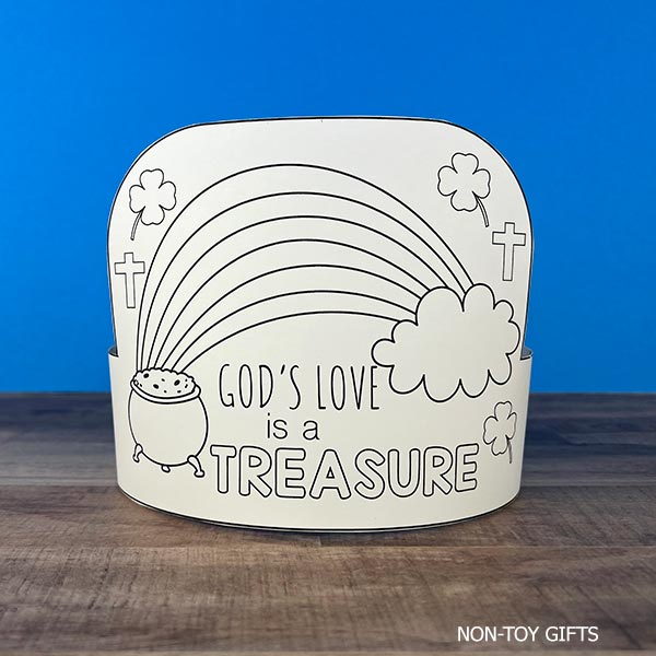Faith based St Patrick’s Day craft for kids homeschool printable Bible paper hat activity