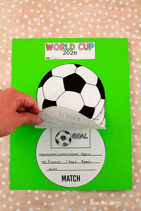 2026 World Cup craft and writing activity printable for kids